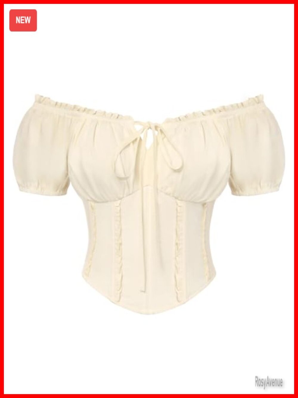 Renaissance Peasant Top Short Sleeve Boned Waist Off Shoulder Blouse